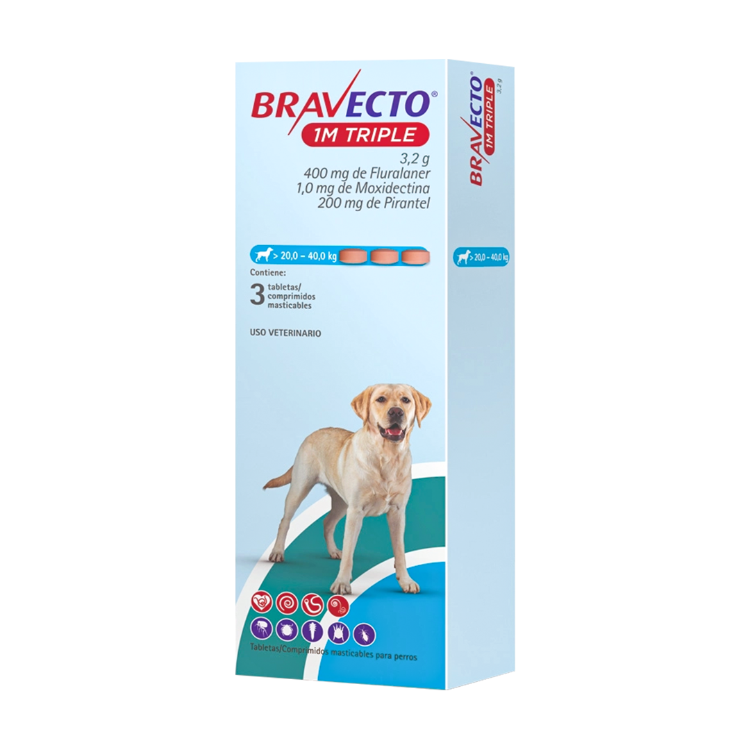 BRAVECTO 1M TRIPLE (20-40 KG) x 3 Tabletas