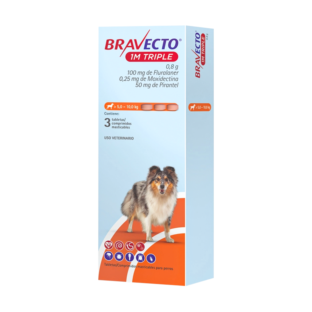 BRAVECTO 1M TRIPLE (5-10 KG) x 3 Tabletas