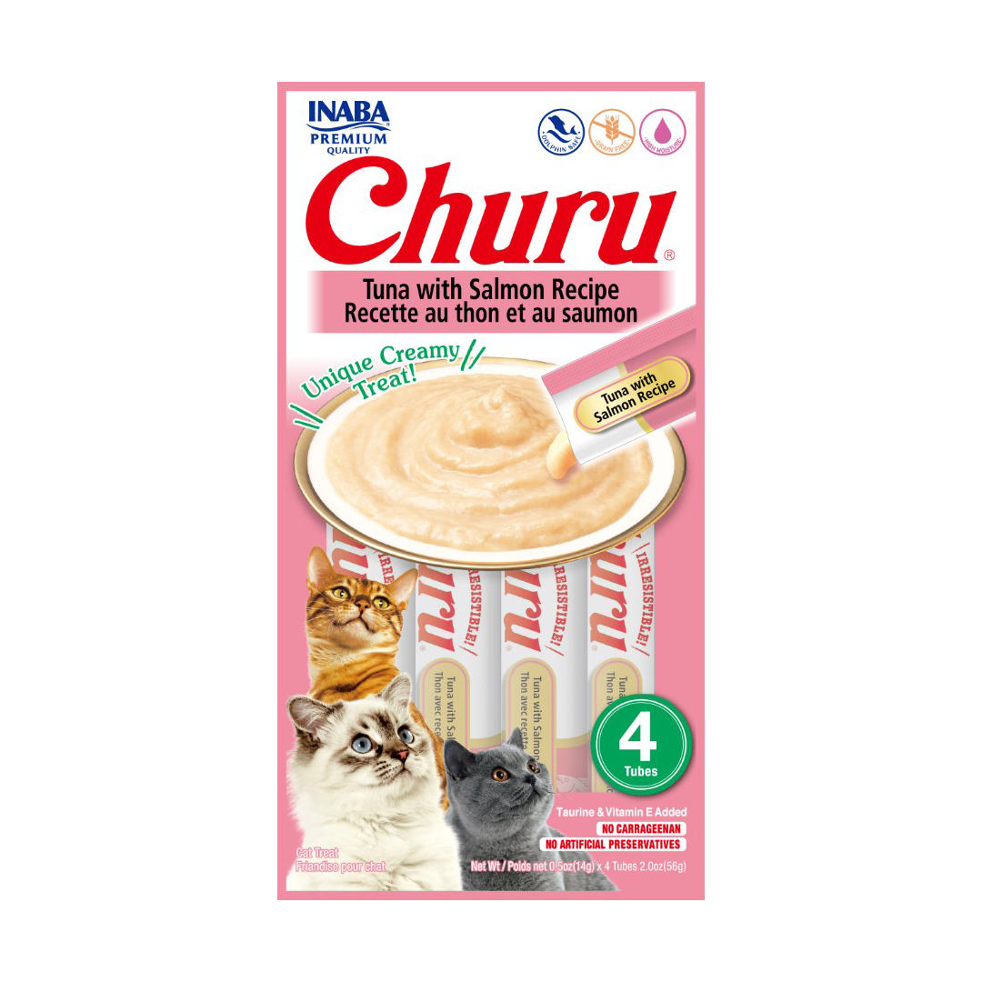 CHURU GATO ATÚN CON SALMÓN x 4 Tubos